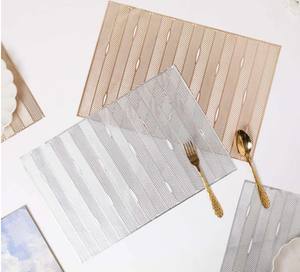 Stylish and Unique Rectangular <b>Gold</b> & Grey Metallic <b>Placemat</b> for Events Table Top Decoration For Home Hotel Restaurant Use - Product Image 5