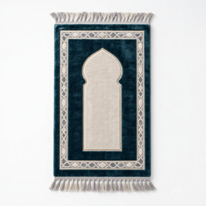 Tapis de prière en velours en gros OEM ODM - Ensemble cadeau de tapis islamique musulman haut de gamme avec pompon, fait main et écologique - Product Image 3