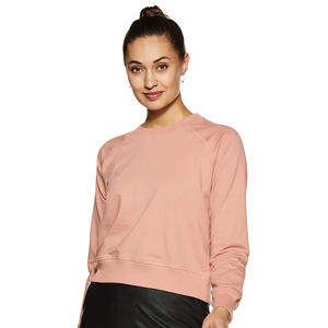 Women's Crew <b>Neck</b> Sweatshirt <b>Light</b> pink Color Fleece Women's Pullover Sweatshirt for Ladies With Customized Logo - Product Image 2