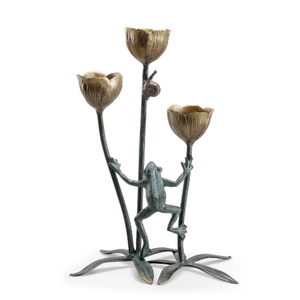 Grenouille Escalade Fleur Bougeoir Vintage En Métal Bougeoir Sculpture Décorative pour La Maison Table Jardin Art Rustique Aux Chandelles - Product Image 2