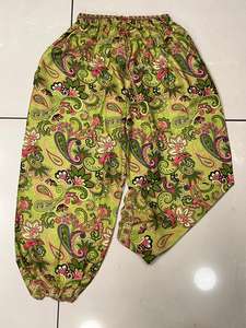 Lady's Comfy Floral Print Silk Harem Pant Bohemian Hippie Style Baggy Yoga Wear with Elastic Waist Featuring Logo Decoration - Product Image 5