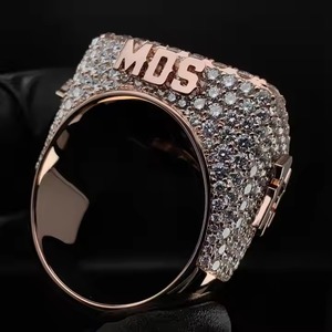 925 Sterling Silver High Quality VVS Moissanite Diamond <b>Ring</b> Round Cut Diamond <b>Ring</b> for <b>Men</b> Women's <b>18K</b> Rose <b>Gold</b> Plated <b>Ring</b> - Product Image 4