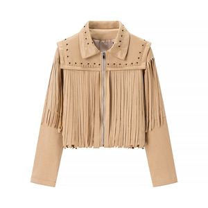 Chaqueta de Cuero con Flecos para Mujer, al por Mayor, con Tela Suave y Transpirable, Estilo Occidental Elegante para un Look Moderno y Cómodo - Product Image 1