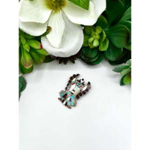Pendentif/Épingle Zuni fait main en argent sterling avec pierres multicolores, plaqué rhodium, breloque religieuse ornée d'améthyste et de perles - Product Image 4