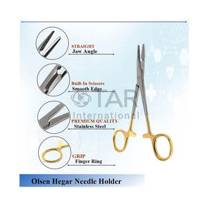 Portaagujas Olsen Hegar con Tijeras Integradas, Mordazas Serradas, Anillos de Control de Presión y Agarre Firme, Instrumentos Médicos - Product Image 2