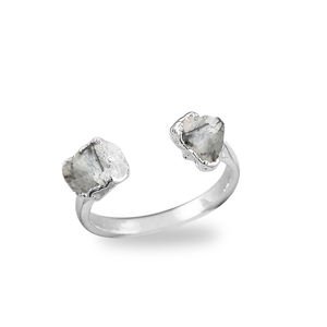 925 argent Sterling réglable famille pierre de naissance anneau Double noir rutile pierres précieuses étanche électrolytique bijoux de mode - Product Image 1