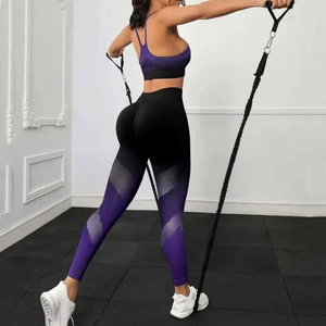 Ensemble 2 pièces d'entraînement sans couture pour femmes, leggings de yoga taille haute et débardeur de gymnastique actif pour amateurs de fitness - Product Image 5