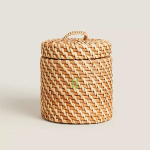 Cesta de almacenamiento de ratán más vendida para juguetes de niños Cesto de ratán con tapa Cesta de joyería Cesta de regalo Cestas Diseños OEM - Product Image 2