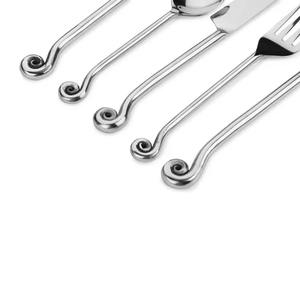 Juego de 5 cubiertos de acero inoxidable, manijas de diseño de lujo, acabado plateado, perfecto para mesa de comedor, utensilios de cocina, uso diario en la India - Product Image 2