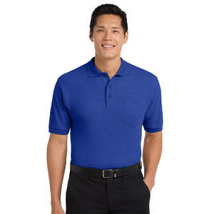 Polo de Punto Jersey de Mezcla de Algodón Peinado de Alta Calidad, Color Azul - Product Image 6