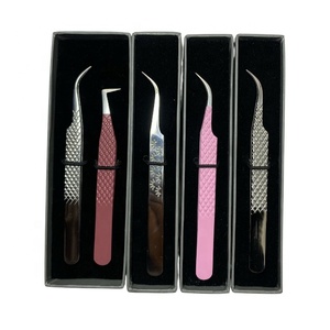 Pince à épiler pour cils en acier inoxydable, anti-statique, de précision, durable, à pointe en fibre, en forme de L à 45 et 90 degrés, multicolore, marque privée - Product Image 4