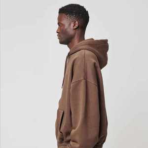 Sweat à capuche zippé intégral 100% coton personnalisé noir fermeture éclair respirant polaire Street Wear brodé uni teint sweat à capuche - Product Image 2