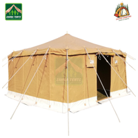 Tenda Kemah mewah kanvas katun luar ruangan tenda mewah Khaki mewah ruang tamu tenda mewah desain baru tenda mewah