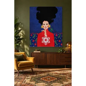 Impression sur toile de femme Fida faisant un geste de silence et une flocon de neige - Product Image 2
