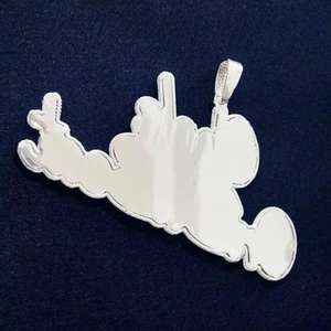 Pendentif personnalisé avec nom, diamant rond VVS et saphir rose, bijoux pendentif glacé, passe le testeur, plaqué or, diamants en moissanite VVS - Product Image 6