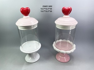 Frasco de Vidrio Decorativo con Forma de Corazón Rosa para el Día de San Valentín, Navidad, Dulces, Galletas, Cerámica - Product Image 4