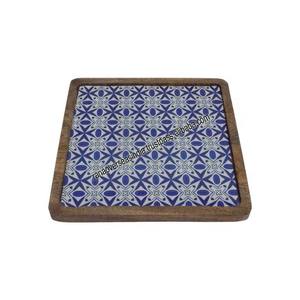 Venta al por mayor de plato de madera de alta calidad Plato cuadrado impreso para aperitivos fruta postre y dulces - Product Image 6