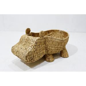 Artex Dong Thap Eco-Friendly Cute Water Hyacinth Hippo Shaped Multifunction Kids Storage <b>Basket</b> for <b>Toys</b> & Decor - Product Image 2