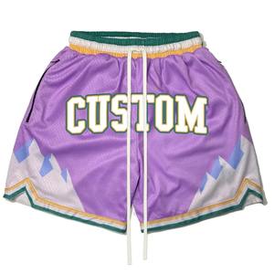 Short de gym surdimensionné en vrac Logo personnalisé 100% coton motif floral écologique non-tissé vente en gros Short de basket-ball retour - Product Image 3