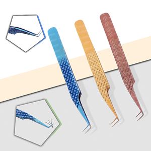 Plasma Blue <b>Individual</b> Lash Extension Tweezers Latest New Fiber Tip <b>Eyelash</b> Tweezers Private Label Competitive Price Stainless - Product Image 4