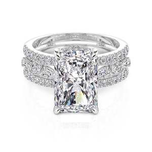 Jeulia Luxury Diamond Inset Radiant Cut <b>Puzzle</b> <b>Ring</b> Set 2Pcs for Wedding - Product Image 3