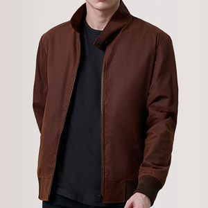 Blouson Bomber Unisexe Professionnel Marron Tabac, Coupe-Vent Premium à Col Montant, Style Minimaliste Élégant, Haut de Gamme, Décontracté, Streetwear, Fourrure - Product Image 1