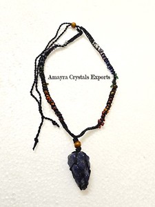 Pendentif en pierre d'agate Angelite 7 chakras, pendentifs faits à la main en pierre naturelle, vente en gros, exportations de cristaux Amayra - Product Image 3