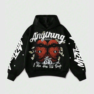 Sudaderas con capucha con estampado de diamantes de imitación DTF DTG de gran tamaño personalizadas, ropa de calle de moda para hombres y mujeres, Sudadera con capucha, pedido al por mayor - Product Image 1