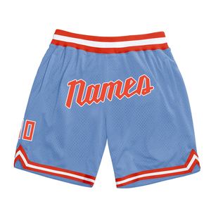 Industrie Direct Engro Sportswear Short de basket-ball personnalisé bleu clair Orange-blanc authentique Short de basket-ball rétro - Product Image 1