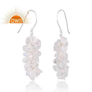 Dernière vente en argent sterling 925 naturel arc-en-ciel lune pierre gemme boucle d'oreille fabricant de bijoux personnalisé - Product Image 3