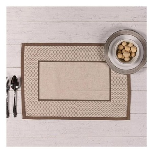 Brown Beige <b>Combination</b> Double Border Flannel Luxurious Table Heat Insulation Non-slip Placemat Bowl Coaster Table Decoration - Product Image 1