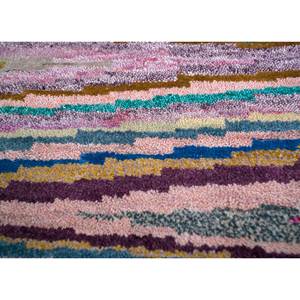 Tapis en laine et soie de bambou à motifs rayés Manchaha - Les-1380 - Noué à la main - Rose et violet - Pour usage domestique - Product Image 3