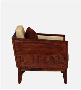 Avilys traditionnel 1 places canapé en bois de Sesham finition chêne miel pour salle à manger salon Villas appartements ensembles de salon - Product Image 6