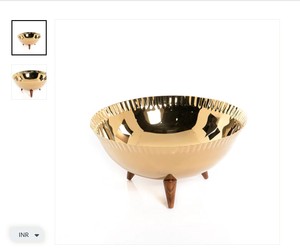 Elegante tazón de metal dorado Centro de mesa de lujo Impresionante decoración del hogar Acento perfecto para la exhibición de la sala de estar - Product Image 2