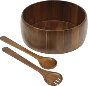 Cuenco de madera para servir, decoración de mesa, cuenco de madera rústico para ensalada, fruta, hogar, cocina, mesa de comedor, fiesta y uso de boda - Product Image 3