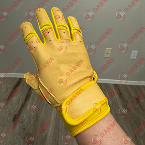 Gants de frappe de baseball en cuir de vachette de couleur jaune légers et confortables personnalisés professionnels - Product Image 1