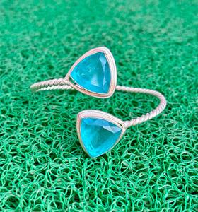 Brazalete ajustable de Plata de Ley 925 de cristal Pariba, brazalete de plata de piedras preciosas de diseño único para mujer, regalo para ella - Product Image 3