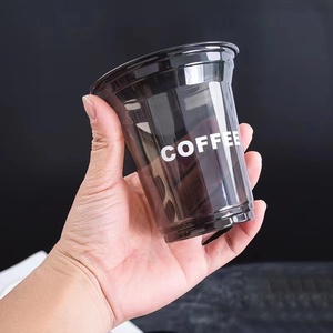 Gobelet en plastique noir jetable avec impression de logo personnalisé fournisseur en or PET 98-400ml 14oz 16oz avec couvercle en forme de dôme - Product Image 4