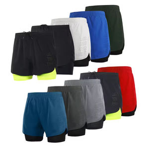 กางเกงขาสั้นเล่นกีฬาของผู้ชายแห้งเร็วระบายอากาศได้ดีมีสายรัดเอวยางยืด100% โลโก้ตามสั่งโพลีเอสเตอร์สำหรับออกกำลังกายและวิ่ง - Product Image 5