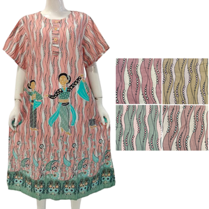 El más nuevo vestido de dormir de talla grande para madre modesta con cintura elástica Botón suave Bolsillo frontal Patrón de dibujos animados Longitud corta - Product Image 1