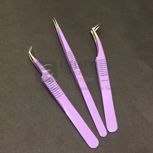 Pince à épiler de volume en acier inoxydable durable, violet clair, lavande, pince à épiler personnalisée pour extension de cils vente en gros - Product Image 6