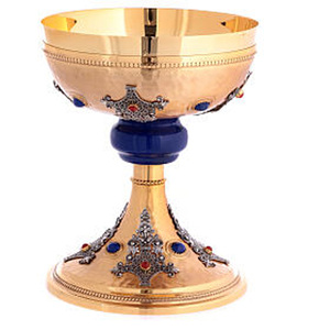 Cáliz de diseño más nuevo para el hogar Iglesia y productos del Día del Padre Suministros Cáliz de latón en relieve clásico de forma redonda chapada en oro - Product Image 3