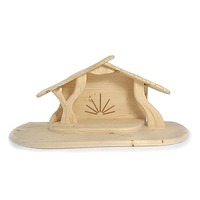 Crèche rustique en bois d'acacia/mangue sculptée à la main, polie, écologique, durable, style ferme, Noël chrétien