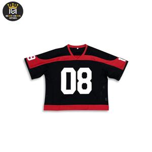 Camiseta profesional con estampado de sublimación de malla y hombro caído, ropa de calle, Camiseta de algodón 100% de malla personalizada de fútbol para hombres, ajuste holgado - Product Image 2