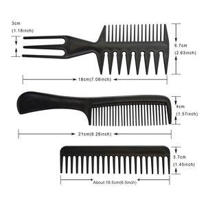 Ensemble de 10 peignes à cheveux avec manche en plastique noir pour la coiffure, la coupe et le style, pour femmes, hommes et enfants - Product Image 2