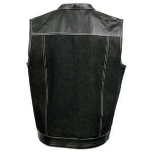 New Stylish Jean Leather <b>Vest</b> Waterproof Outerwear Button Up And Zipper Closure Breathable Plus Size Solid Color <b>Men</b> Jeans <b>Vest</b> - Product Image 2