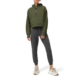 High Quality Custom Logo Printed Summer Oversized 1/4 Quarter-Zip Pullover Shirt Drop Shoulder <b>Sweatshirt</b> Workout Fitness - Product Image 4