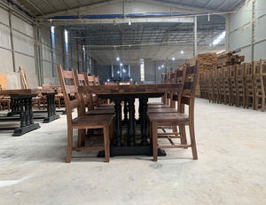 Walnut Wood Dining Table <b>Farmhouse</b> Design Home Furniture With Use for Dining <b>Chair</b> - Product Image 3