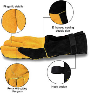 Gants de soudeur de sécurité résistants à la chaleur et au feu à hautes températures gants en cuir de vachette confortables pour le soudage de travaux industriels - Product Image 3