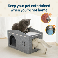 Vente en gros 2026 tendance fait main 2 en 1 gris foncé laine chat grotte lits pliables avec fond antidérapant chaud chat lits maison pour intérieur